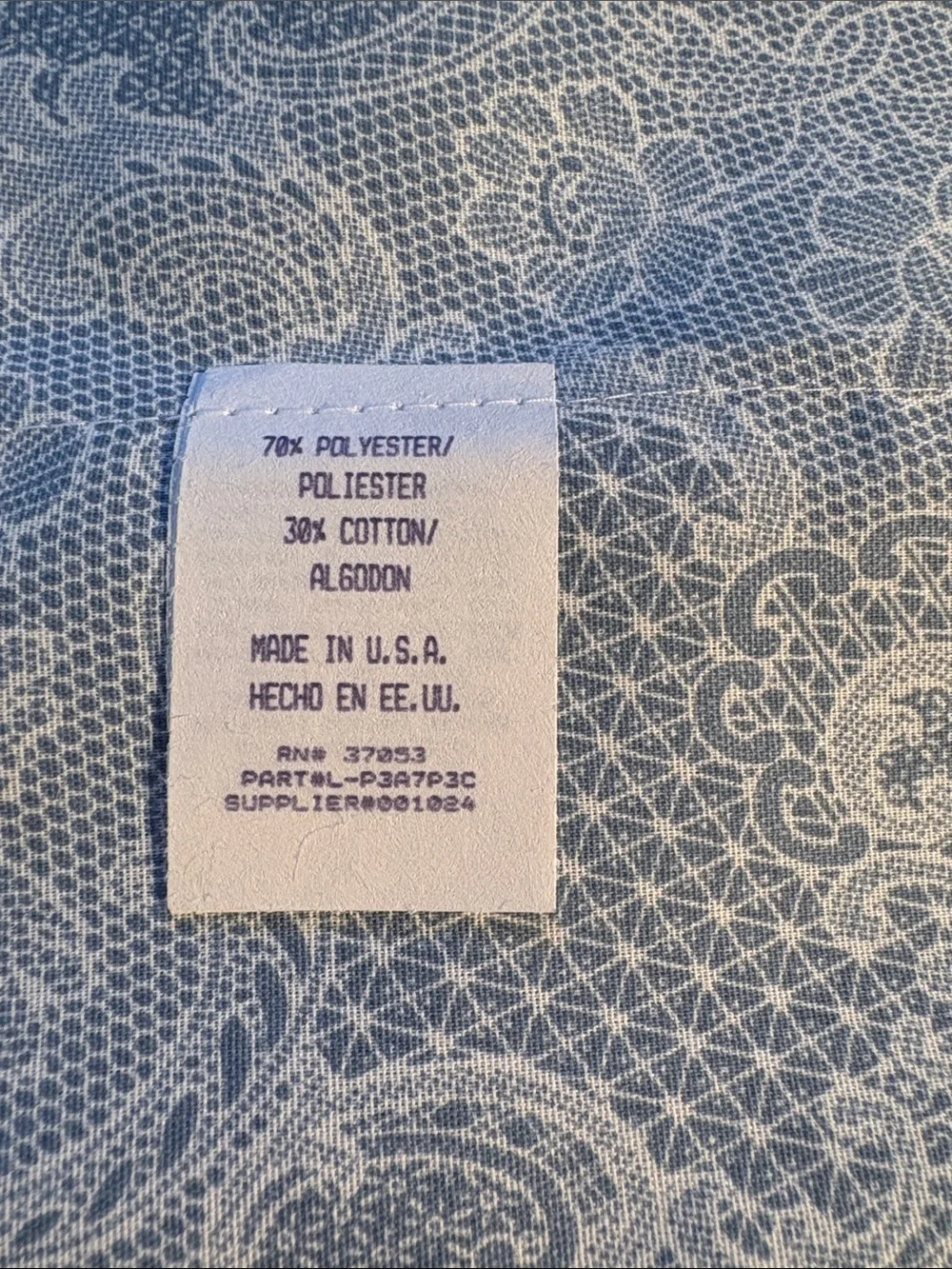 Vintage 5 piec NWOT Blue Paisley Ruffle curtain 2 side panels 1 middle valance A